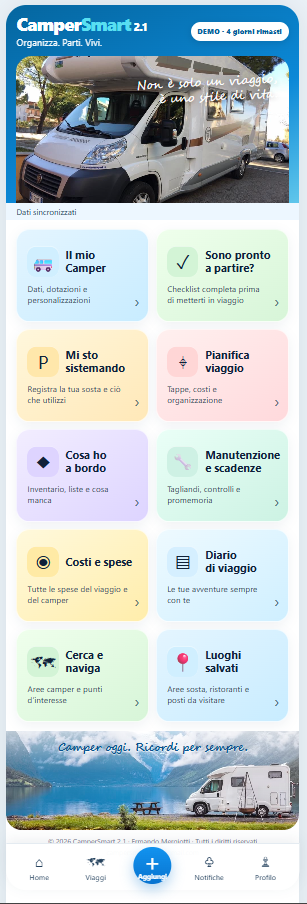 Schermata reale dell'app CamperSmart 2.1